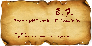 Breznyánszky Filomén névjegykártya